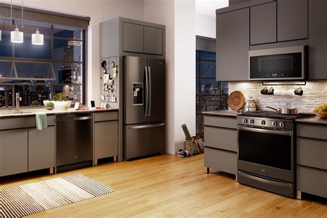 black cabinets with black stainless steel appliances|kitchen layout black stainless appliances.